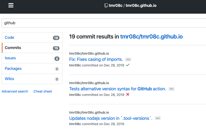 GitHub search page example