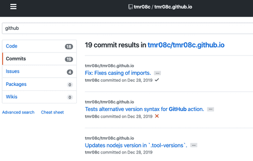GitHub search page example